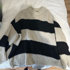 ASOS Oversized Chunky Knit Sweater in Cream and Black